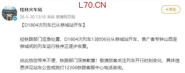 列车受电弓遭异物击打 火车站致歉 乘客被困隧道两小时