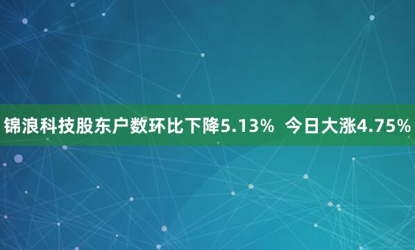 锦浪科技股东户数环比下降5.13%  今日大涨4.75%