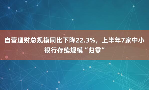 自营理财总规模同比下降22.3%，上半年7家中小银行存续规模“归零”