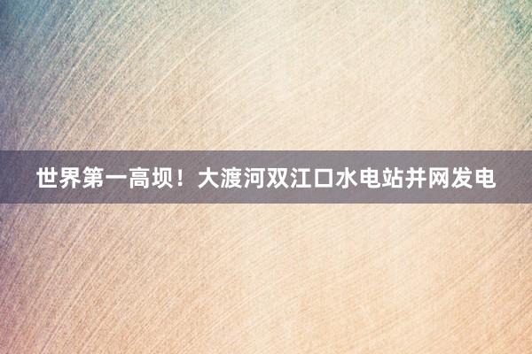 世界第一高坝！大渡河双江口水电站并网发电