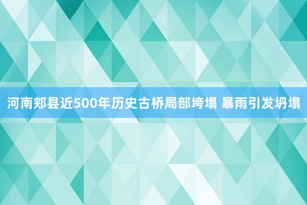 河南郏县近500年历史古桥局部垮塌 暴雨引发坍塌