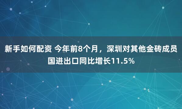 新手如何配资 今年前8个月，深圳对其他金砖成员国进出口同比增长11.5%