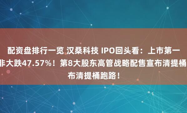 配资盘排行一览 汉桑科技 IPO回头看：上市第一年扣非大跌47.57%！第8大股东高管战略配售宣布清提桶跑路！