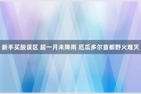 新手买股误区 超一月未降雨 厄瓜多尔首都野火难灭