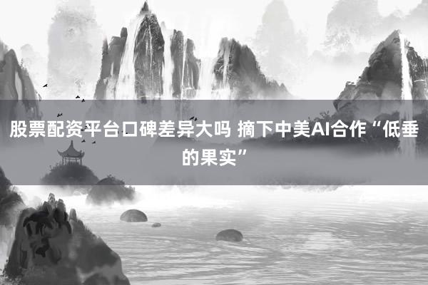 股票配资平台口碑差异大吗 摘下中美AI合作“低垂的果实”