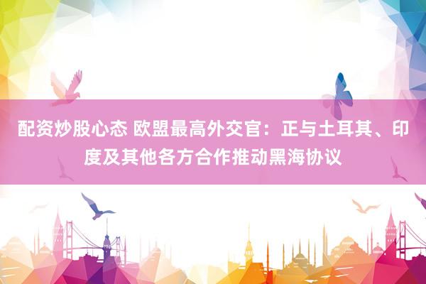配资炒股心态 欧盟最高外交官：正与土耳其、印度及其他各方合作推动黑海协议